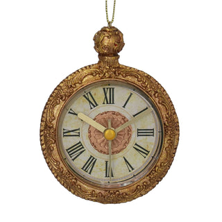 Gold Ornate Pocket Watch Hanging Gisela Graham Christmas Tree Decoration 9cm