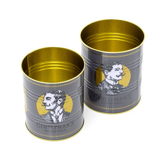 Set of 2 Retro Gentleman's Essentials Tin Cans Vintage Style Metal Display Cans