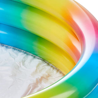 168 x 38cm Rainbow Ombre Paddling Pool | 3 Ring Inflatable Pool Kids Swimming Pool | Outdoor Garden Children's Swim Pool