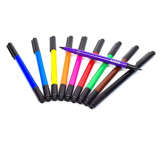 Djeco DJ08800 - 10 Felt Tip Brush Pens | Double Felt Tip Pens For Kids - Classic