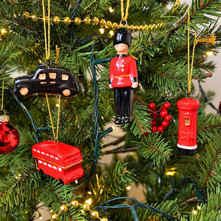 London Christmas Tree Decorations, Gisela Graham Set of 4 Mini Ceramic Icons