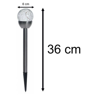 Pack Of 5 LED Solar Garden Stake Lights | Crackled Glass Globe Pathway Lights