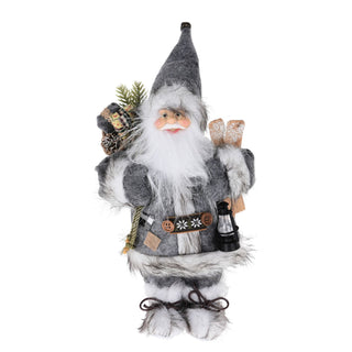 Grey Nordic Father Christmas Santa Claus Figure | Standing Santa Claus Ornament