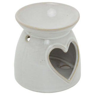 Heart Oil Burner, 10cm Ceramic Tealight Wax Melt and Essential Oil Burner