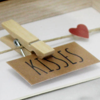 Clothes Line Wooden Box Frame With Pegs For 6 X 4 Photo - Hugs And Kisses