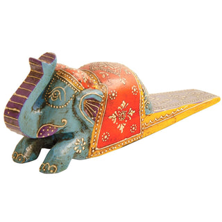 Wooden Elephant Doorstop Wedge | Mango Wood Decorative Animal Door Stopper Wedge