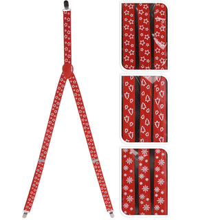 Adult Red Christmas Tree Braces | Xmas Office Party Celebration Fancy Dress Accessory | Novelty Clip On Trouser Braces | Xmas Suspenders | Design Varies One Supplied