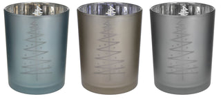 Christmas Design Silver Tealight Candle Holder Decoration - Design Varies