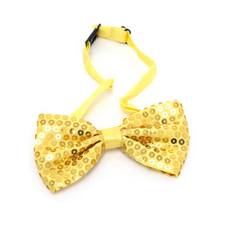 Adults Novelty Sequin Adjustable Pre-tied Bowtie | Gold Bow Tie Sparkly Dickie Bow Unisex Sequin Necktie | Fancy-dress Party Costume Accessory
