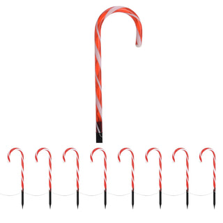 8 Piece Outdoor Christmas Candy Cane Lights Pathway Lighting | Set Of 8 LED Candy Cane Christmas Lights Path Markers | Outdoor Light Up Christmas Candy Canes