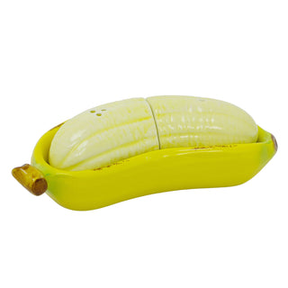 Banana Salt and Pepper Shaker Set 17cm Yellow Ceramic Banana Cruet Set