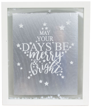 Hanging White Christmas Confetti Glass Plaque 27cm x 32cm - May Your Days Be Merry And Bright