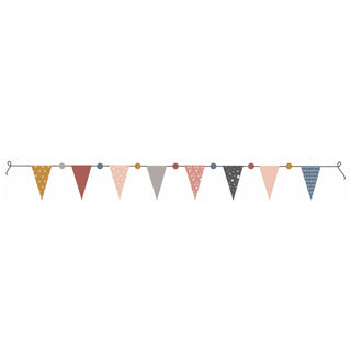 Childrens Fabric Pompom Bunting | 8 Pennant Flag Line Bunting Banner For Kids