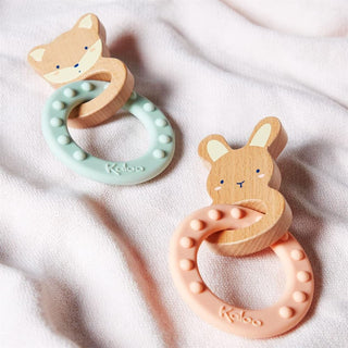 Kaloo Bunny Rabbit Silicone Teething Ring | Gentle Gum Soother Chew Toy for Baby