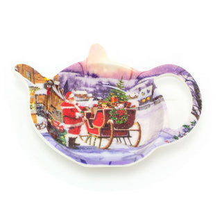 Christmas Teapot Shaped Tea Bag Dish | Santa Tea Bag Tidy Spoon Rest Teabag Dish