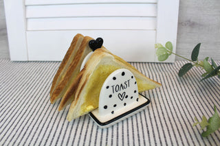 4 Slice White Ceramic Toast Rack | Polka Dot Toast Rack 4 Slice | 4 Slot Heart Toast Rack Toast Holder
