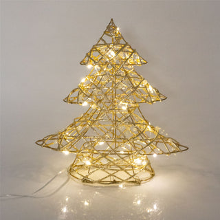 Mini Gold And Pearl Artificial Christmas Tree Light | Xmas Tree Decoration With 20 LED Lights Battery Operated | Christmas Tree Lamp - 30cm