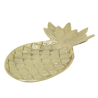 Pineapple Trinket Dish, 28cm Gold Metal Jewellery Ring Tray Catchall Dish Decor