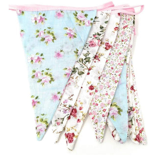 Ditzy Floral Fabric Bunting | 12 Pennant Flag Shabby Chic Bunting - 3m