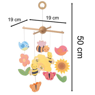 Spring Garden Wooden Mobile For Baby Cot | Floral Crib Mobile Bee Nursery Decor