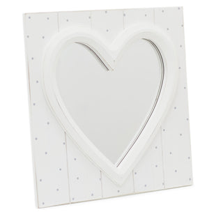 Shabby Chic 3D Heart Wall Mirror | White Heart Mirror Wooden Wall Mirror | Heart Shaped Mirror Decorative Wall Mirror