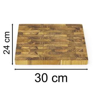 Teak End Grain Chopping Board | Endgrain Butcher Block Rectangular Cutting Board 30x24cm