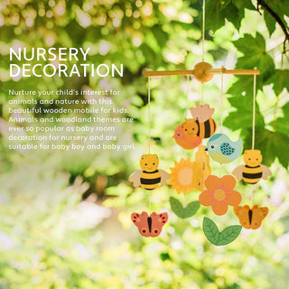 Spring Garden Wooden Mobile For Baby Cot | Floral Crib Mobile Bee Nursery Decor