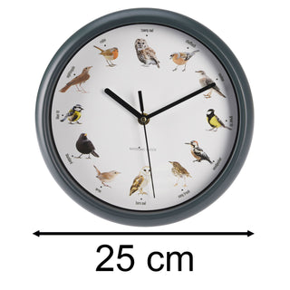 Birdsong Wall Clock with 12 Bird Designs and Hourly Chirps | Bird Clock - 25cm