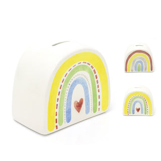 Childrens Rainbow Money Box | Ceramic Rainbow Shaped Piggy Bank Pot For Kids