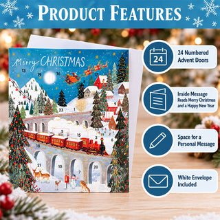 Christmas Delivery Advent Calendar Greetings Card, 24 Door Train Advent