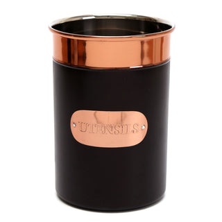Black And Copper Kitchen Utensil Storage Holder ~ Stunning Utensil Organiser Pot