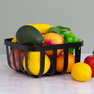 Modern Square Black Metal Fruit Bowl | Kitchen Fruit & Vegetables Storage Basket