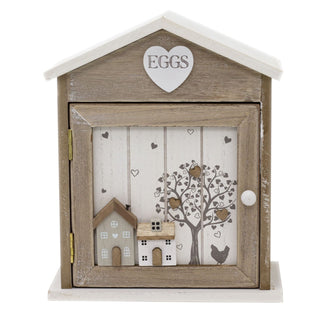 Hearts & Houses Wooden Egg House Holder | Kitchen Egg Rack House For Six Eggs