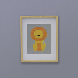 Safari Animal Kids Wall Art Picture Frame | Framed Animal Pictures - Lion