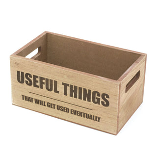 Useful Things Wooden Crate Hamper | Decorative Storage Crate With Handles | Bits And Bobs Storage Crate