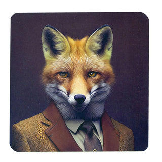 Set of 6 Forest Animal Head Coasters | Animal Cork Backed Coaster Set - 10cm