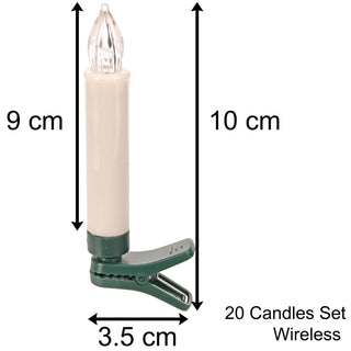 20 Flameless Clip On Led Christmas Tree Candles Set | Remote Control Battery Operated Wireless Candles | Candles With Timer Function