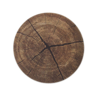 Set Of 6 Round Tree Trunk Print Coasters | Bark Design Cork Backed Coaster Set