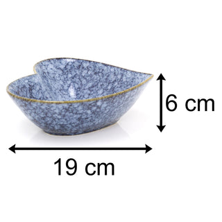 17cm Decorative Love Heart Trinket Dish Vanity Bowl | Blue Speckled Glaze Stoneware Heart Display Bowl | Heart Shaped Dish Ornament Key Bowl Jewellery Dish