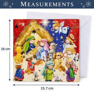 Nativity Scene Advent Calendar Greetings Card, 24 Door Christmas Advent