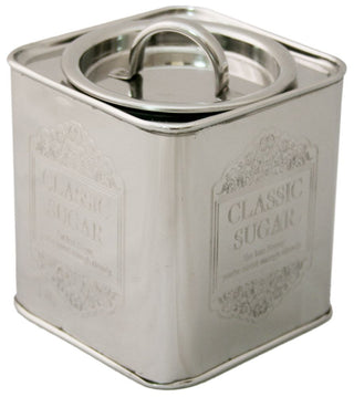 Charming Ornate Aluminium Storage Container Canister Tin With Lid - Sugar