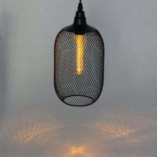 Industrial Style Black Metal Battery Operated Hanging Lamp | Decorative Retro Pendant Lamp With Timer | Metal Cage Battery Lamp Indoor Outdoor Hanging Light