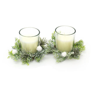 Fig and Wood Sage Scented Candle Christmas Table Centrepiece | 2 Piece Christmas Wreath Candle Pot Ornament | Xmas Fragrance Candle