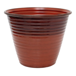 Ombre Ribbed Metal Plant Pot, 26cm Round Outdoor Flower Pot, Planter for Garden