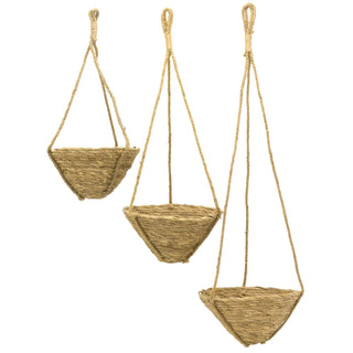 Set Of 3 Woven Hanging Planter Plant Pot | Indoor Hanging Plant Holder | Plant Hanger Hanging Basket
