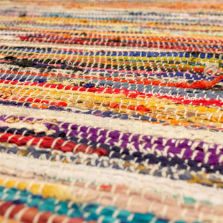 Multi Colour Recycled Rag Rug 75 X 120cm | Handmade Coloured Chindi Rug Rainbow Rug | Fair Trade Braided Cotton Rug Area Rugs - One Supplied
