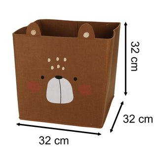 Forest Friends Toy Storage Basket Storage Box | Kids Animal Storage Cube - Bear