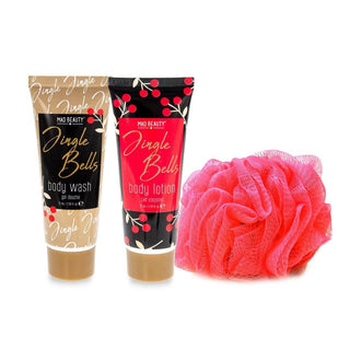 Jingle Bells Cracker Bath & Body Gift Set | Cranberry Body Lotion Wash And Puff