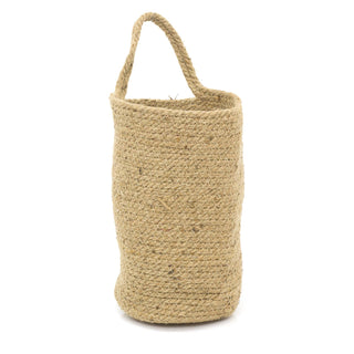 Set Of 2 Jute Hanging Storage Baskets | 2 Piece Jute Rope Woven Storage Bins | Wall Basket With Handles Decorative Baskets