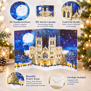 Christmas Carol Service Advent Calendar, 3D York Minster Gold Foil Design